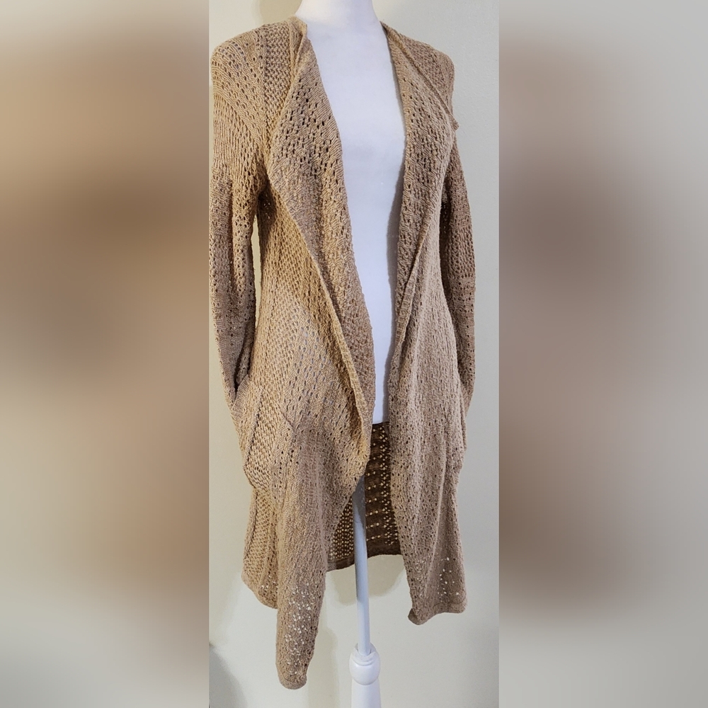 Lucky Brand Women's Open Knit Long Duster Boho Cardigan Sweater XS